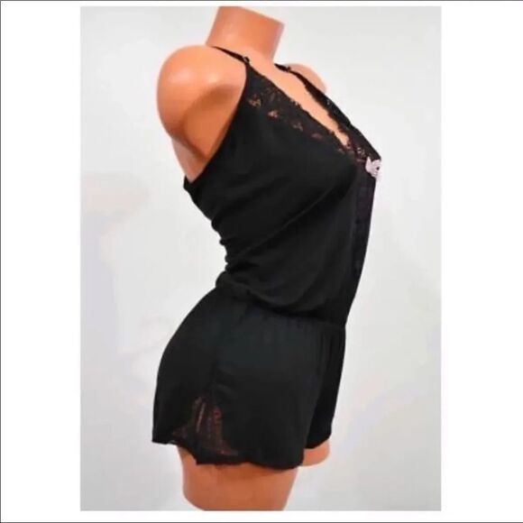 Victoria’s Secret Supersoft crochet lace detail romper black Small - Picture 5 of 5